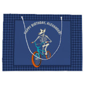 Werewolf Skeleton on a BMX Bike Boys Birthday ラージペーパーバッグ (裏面)