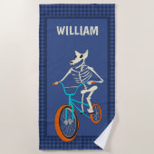 Werewolf Skeleton on a BMX Bike Personalized ビーチタオル (正面)