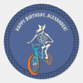 Werewolf Skeleton on a BMX Bike Personalized ラウンドシール (正面)