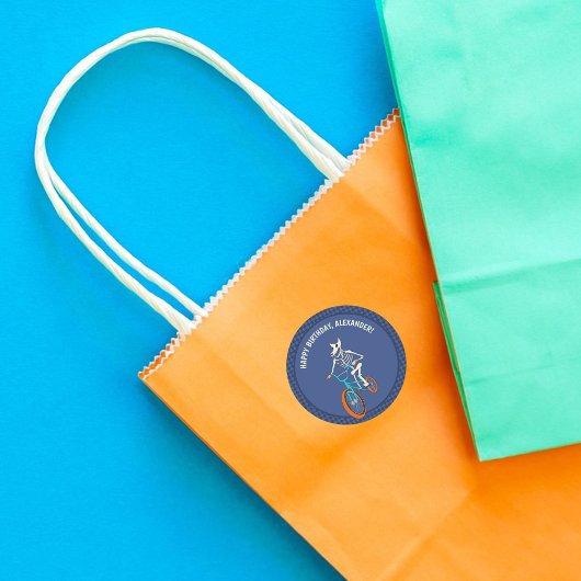 Werewolf Skeleton on a BMX Bike Personalized ラウンドシール