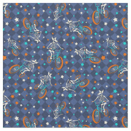 Werewolf Skeletons and BMX Bikes Patterned ファブリック