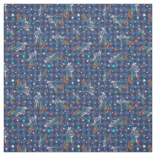 Werewolf Skeletons and BMX Bikes Patterned ファブリック (見本)