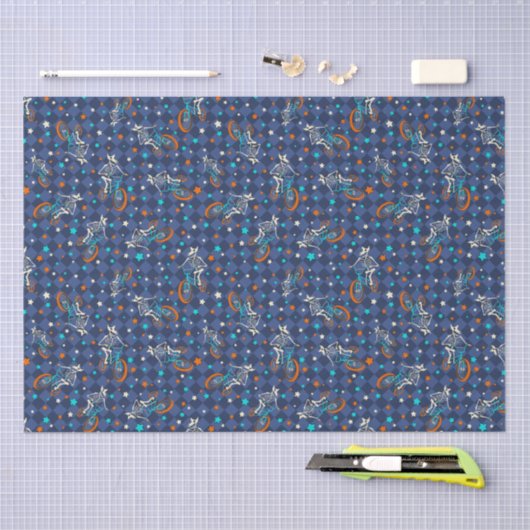 Werewolf Skeletons and BMX Bikes Patterned 薄葉紙 (クラフト)