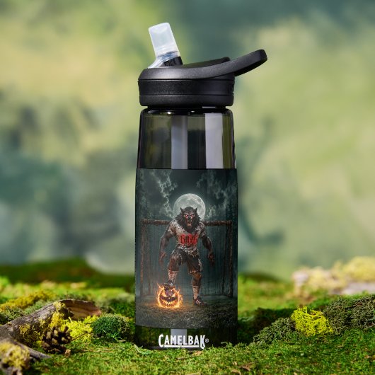 Werewolf Soccer Player Halloween Horror Art ウォーターボトル (アウトドア)