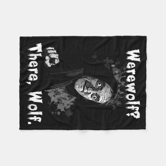 Werewolf_ There, Wolf. Funny Abby Normal Retro Com フリースブランケット (正面(横))