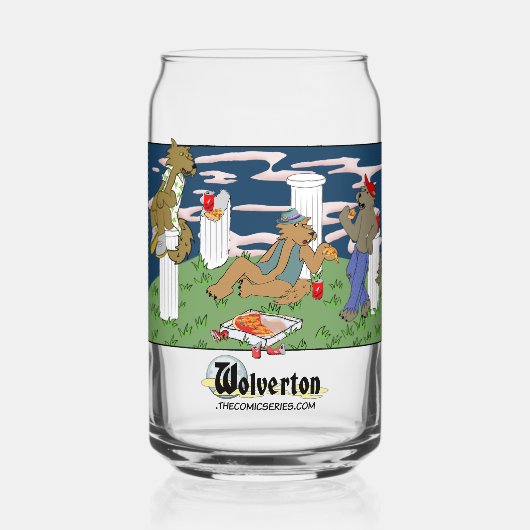 Werewolves Havinf Pizza Glass ガラス缶 (正面)