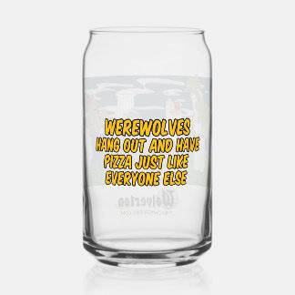 Werewolves Havinf Pizza Glass ガラス缶