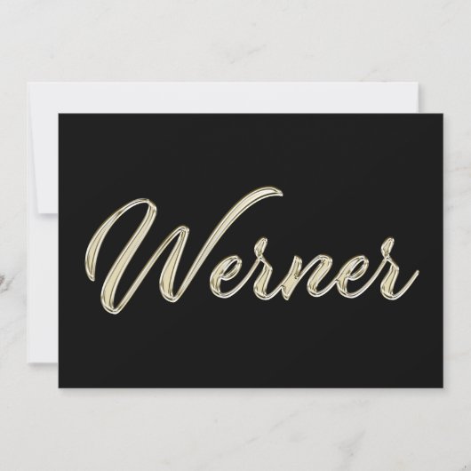 Werner Name white gold Handwriting Karte カード (正面)