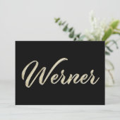 Werner Name white gold Handwriting Karte カード (スタンド正面)