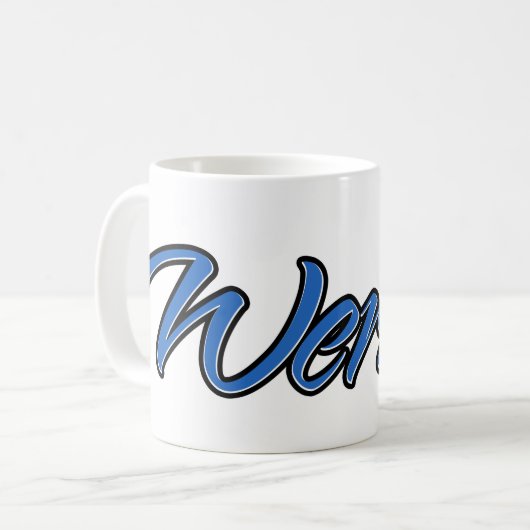 Werner Vorname Name blue Tasse Kaffeetasse コーヒーマグカップ (正面左)