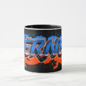 Werner Vorname Name Graffiti blue orange Tasse マグカップ (中央)