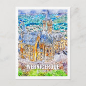 Wernigerodeドイツ有名な旅行場水色 ポストカード (正面)