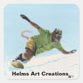 Werrat Snowboarder Sportsファンタジーアートステッカー スクエアシール