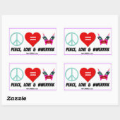 WERRRK.com Peace, Love & #WERRRKステッカー 長方形シール (シート)