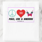 WERRRK.com Peace, Love & #WERRRKステッカー 長方形シール (バッグ)