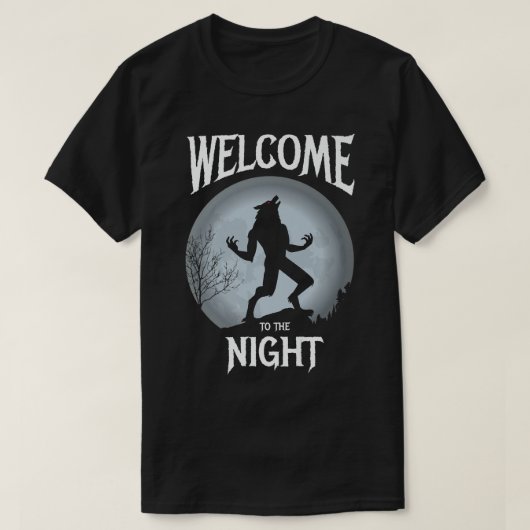 Werwolf Movies Faの夜デザインへようこそ Tシャツ (デザイン正面)