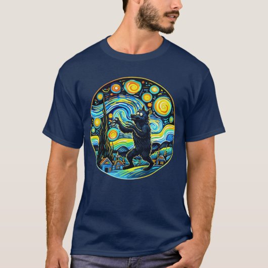 Werwolf Starry Night Tシャツ – Van おもしろい ゴッホ (正面)