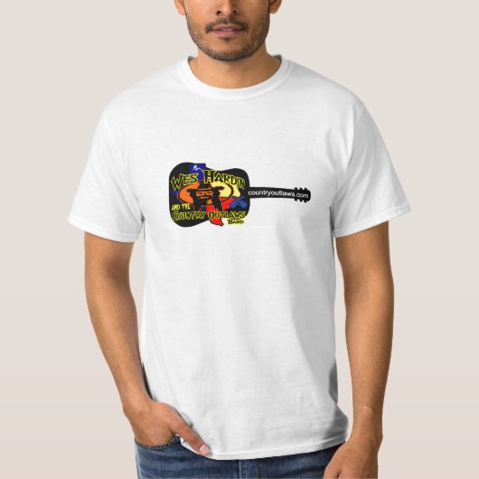 wesのhardinの国の無法者のギターのロゴ tシャツ (正面)