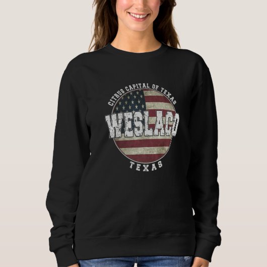 Weslaco Texas Vintage American flag スウェットシャツ (正面)