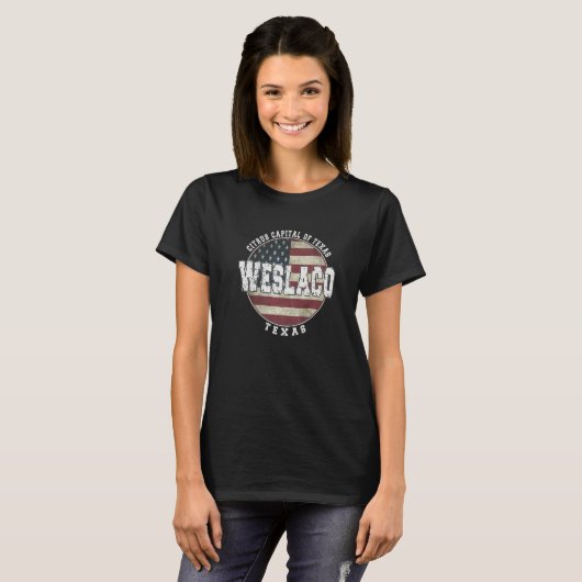 Weslaco Texas Vintage American flag Tシャツ (正面フル)