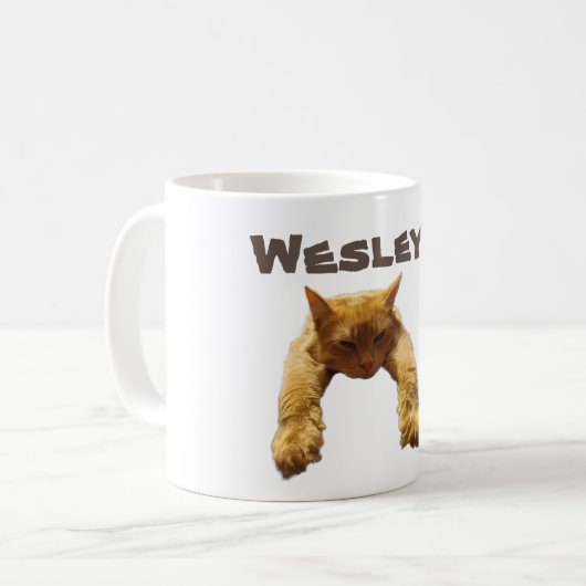 Wesley Name With Lazy Cat, Coffee Mug コーヒーマグカップ (正面左)