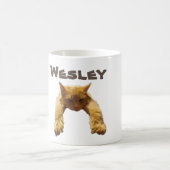 Wesley Name With Lazy Cat, Coffee Mug コーヒーマグカップ (中央)
