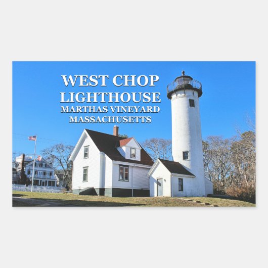 West Chop Light house, Marthas Vineyard MAスタンプ 長方形シール (正面)