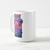 West Coast Dreams - 1980年代のシンセウェーブ・レトロ コーヒーマグカップ (正面左)