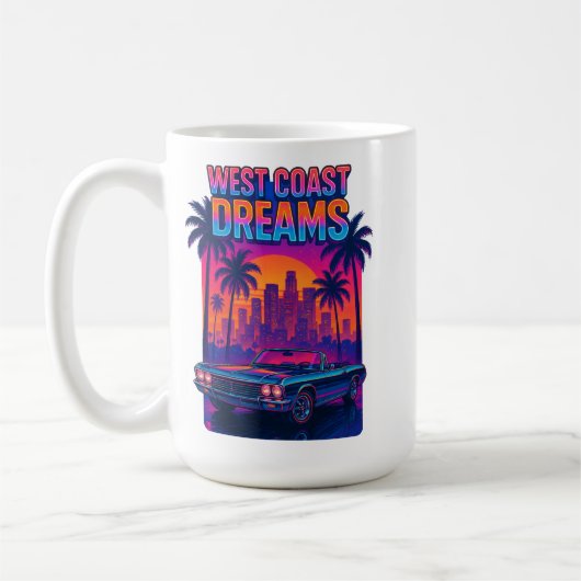 West Coast Dreams - 1980年代のシンセウェーブ・レトロ コーヒーマグカップ (左)