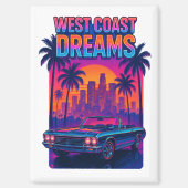 West Coast Dreams – 1980s Synthwave Retro マグネット (正面)