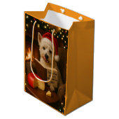 West highland Terrier Christmas gift bag ミディアムペーパーバッグ (正面アングル)