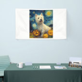 West Highland Terrier Cute Dog Halloween Jack O La 横断幕 (トレードショー)