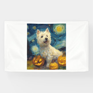 West Highland Terrier Cute Dog Halloween Jack O La 横断幕