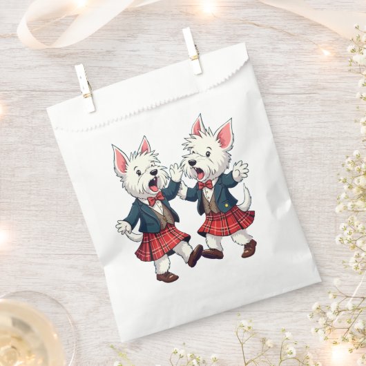 West Highland Terrier Dancing Scottish Ceilidh  フェイバーバッグ (クリップ留めされた状態)