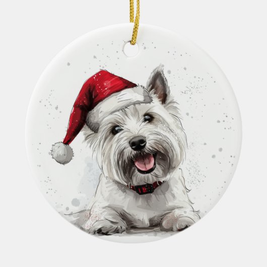 West Highland Terrier Dog Christmas Personalized セラミックオーナメント (正面)