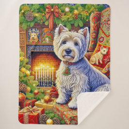 West Highland Terrier Holiday Sherpa Blanket シェルパブランケット