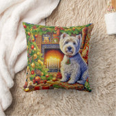 West Highland Terrier Holiday Throw Pillow クッション (ブランケット)