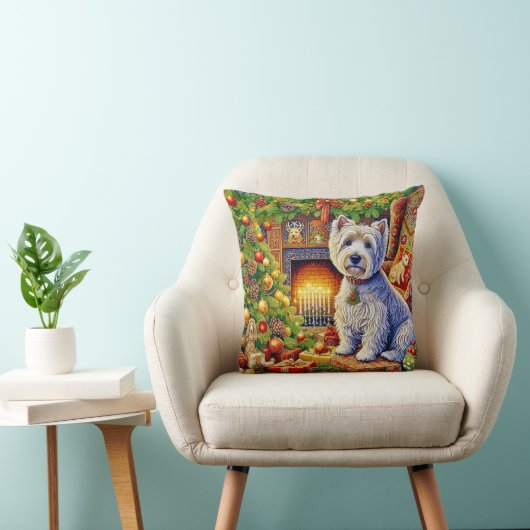 West Highland Terrier Holiday Throw Pillow クッション (椅子)