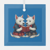 West Highland Terriers Burns Night Reading Poetry ガラスオーナメント (正面)
