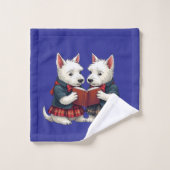 West Highland Terriers Burns Night Reading Poetry バスタオルセット (ウォッシュタオル)