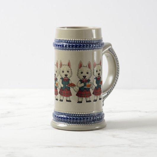 West Highland Terriers Burns Night With Dram  ビールジョッキ (正面右)