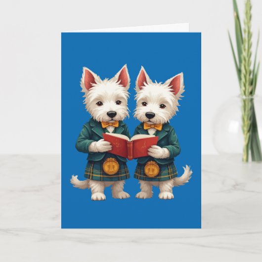 West Highland Terriers Burns Supper Reading Poetry シーズンカード (正面)