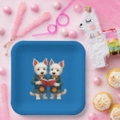 West Highland Terriers Burns Supper Reading Poetry ペーパープレート (パーティー)