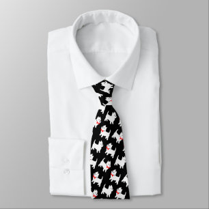 West Highland Terriers in Red Bowties Funny ネクタイ