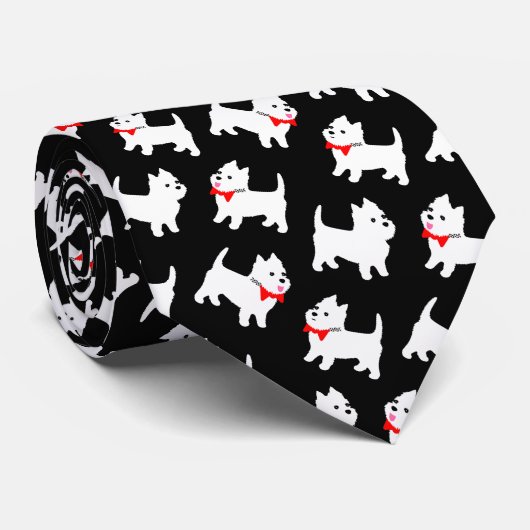 West Highland Terriers in Red Bowties Funny ネクタイ (ロール)