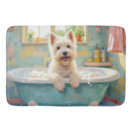 West Highland White Terrier Bath Time Cute  バスマット (正面)