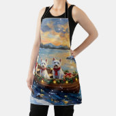 West Highland White Terrier Christmas Boat Holiday エプロン (インサイチュ)