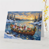 West Highland White Terrier Christmas Boat Holiday カード (黄色い花)