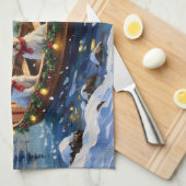 West Highland White Terrier Christmas Boat Holiday キッチンタオル (四つ折り)