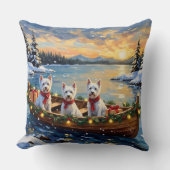 West Highland White Terrier Christmas Boat Holiday クッション (正面)